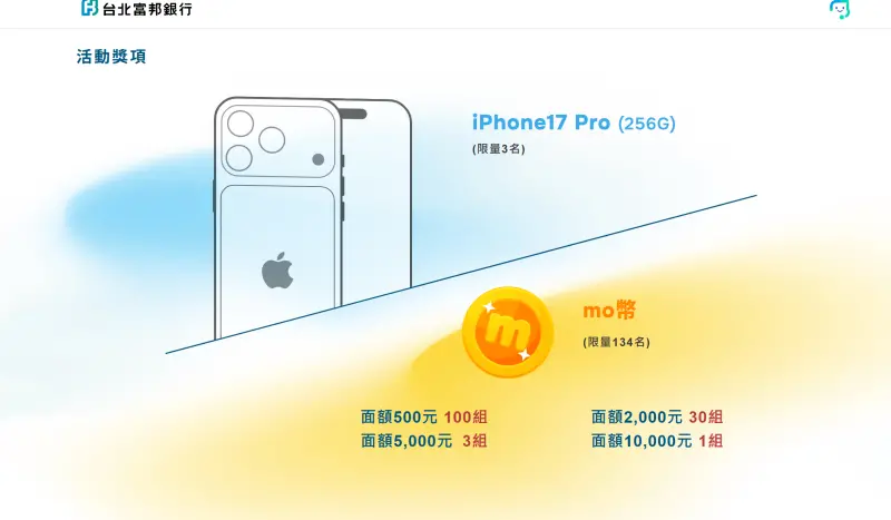 富邦銀行普發一萬優惠活動