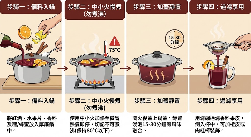 煮熱紅酒步驟