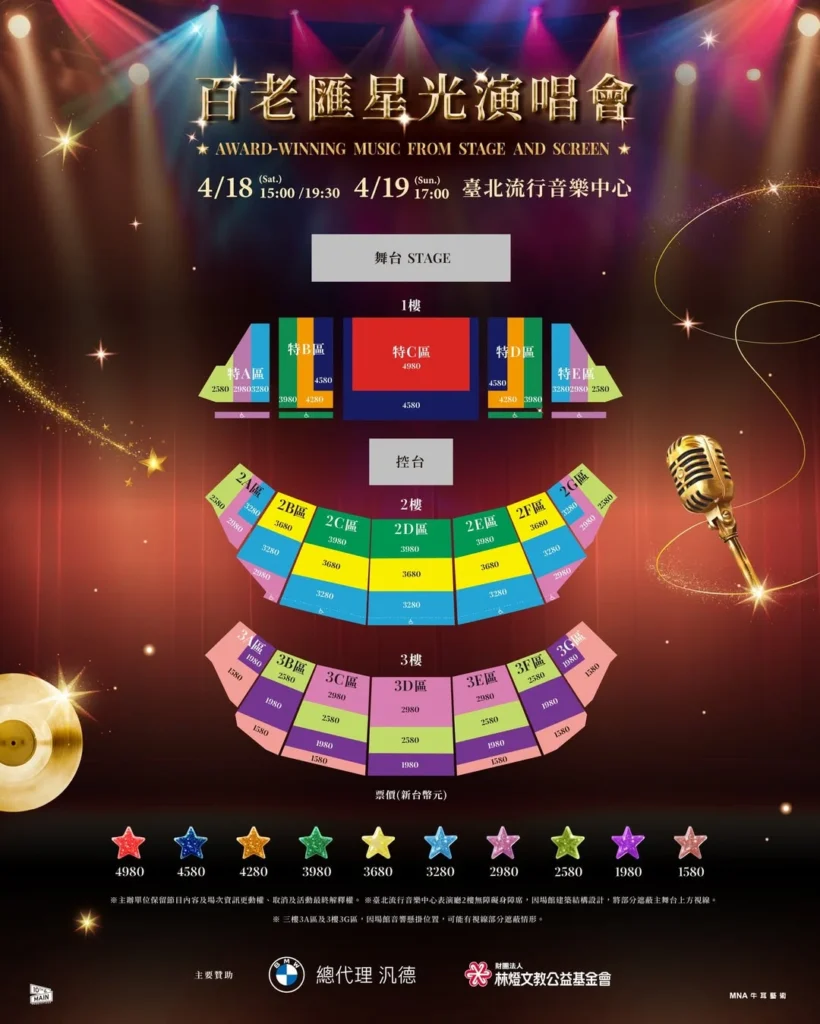 百老匯星光演唱會座位圖