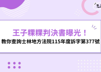 王子粿粿判決書曝光？教你查詢士林地方法院115年度訴字第377號＋法律重點
