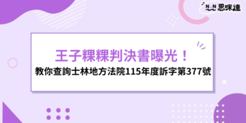 王子粿粿判決書曝光？教你查詢士林地方法院115年度訴字第377號＋法律重點