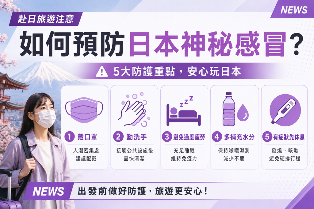 如何預防日本神秘感冒?戴口罩、勤洗手、多休息、多補充水分