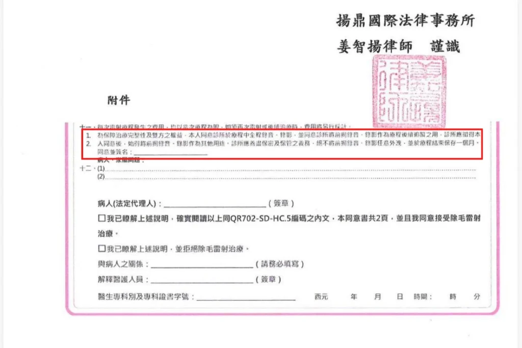 如有攝影應該列入同意書中