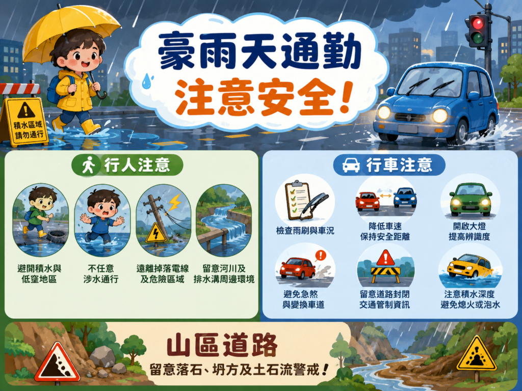 豪雨天通勤要注意